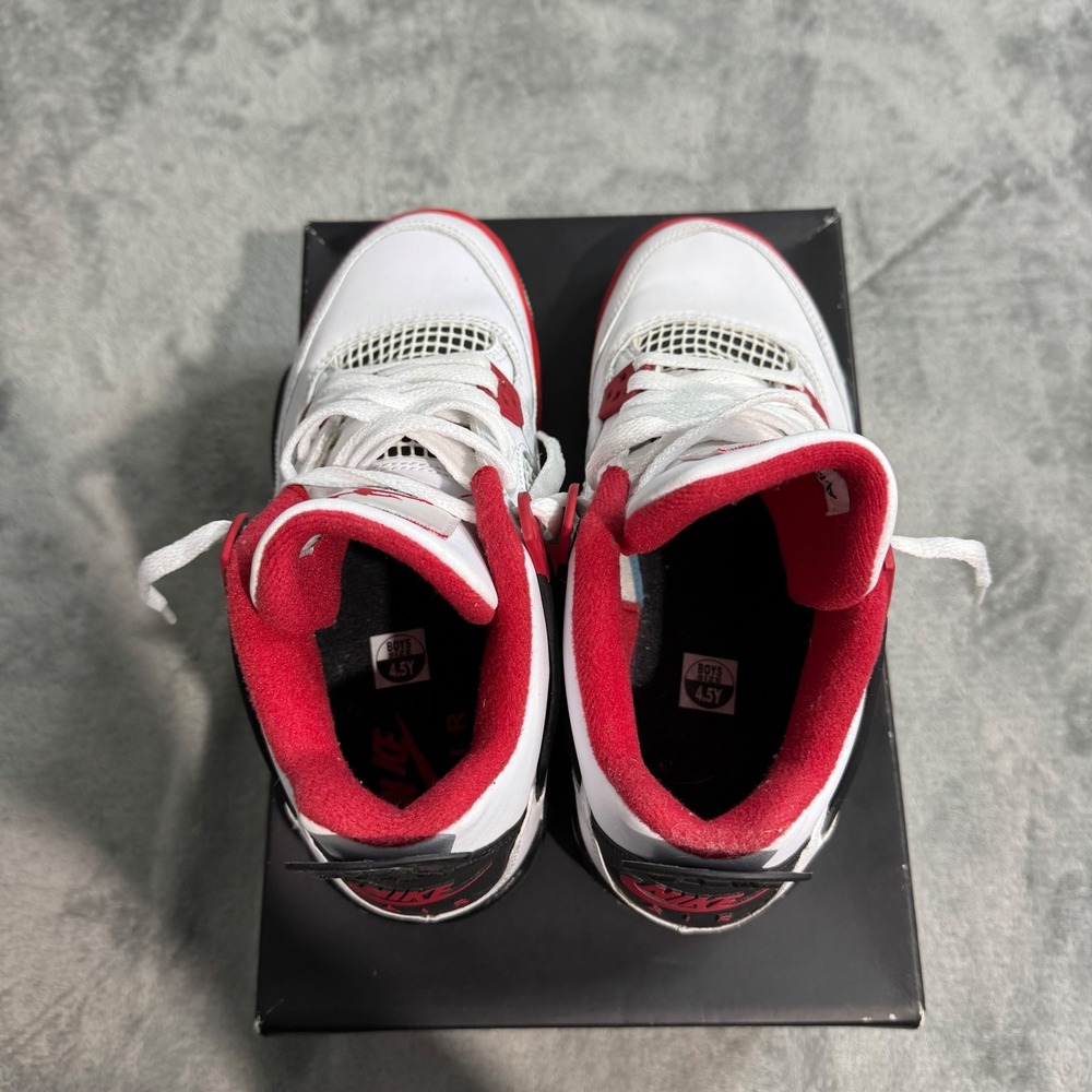 Air Jordan 4 Retro GS Fire Red White Black 408452-160 Size 4.5Y Womens 6 OG BOX - Picture 6 of 10